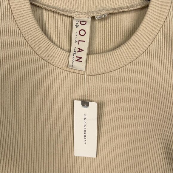 Dolan Anthropologie Shirt Womens Medium Ivory Ribbed Puff Pearl Minimal Feminine - Picture 5 of 15